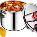 Pressure Cooker Stainless Steel 5.3 Qt, Small Pressure Pot with One-Hand Locking Lid, Dual Locking Safety System, Gas Stovetop Compatible