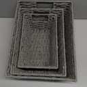 GRANNY SAYS Wicker Storage Baskets, Decorative Boxes with Lids, Set of 3 Nesting Wicker Baskets for Organizing, Gray, 3-Pack