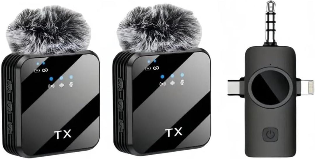 3 in 1 Wireless Lavalier Microphone for iPhone/Android/Camera,328ft Transmission, 18H Battery Life, Noise Reduction Lapel Mic for Record Interview, Vlogs, YouTube, Tiktok