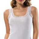 VAVONNE Lace Camisole Tank Tops for Women, Soft Stretch Ribbed Cotton Cami, Medium