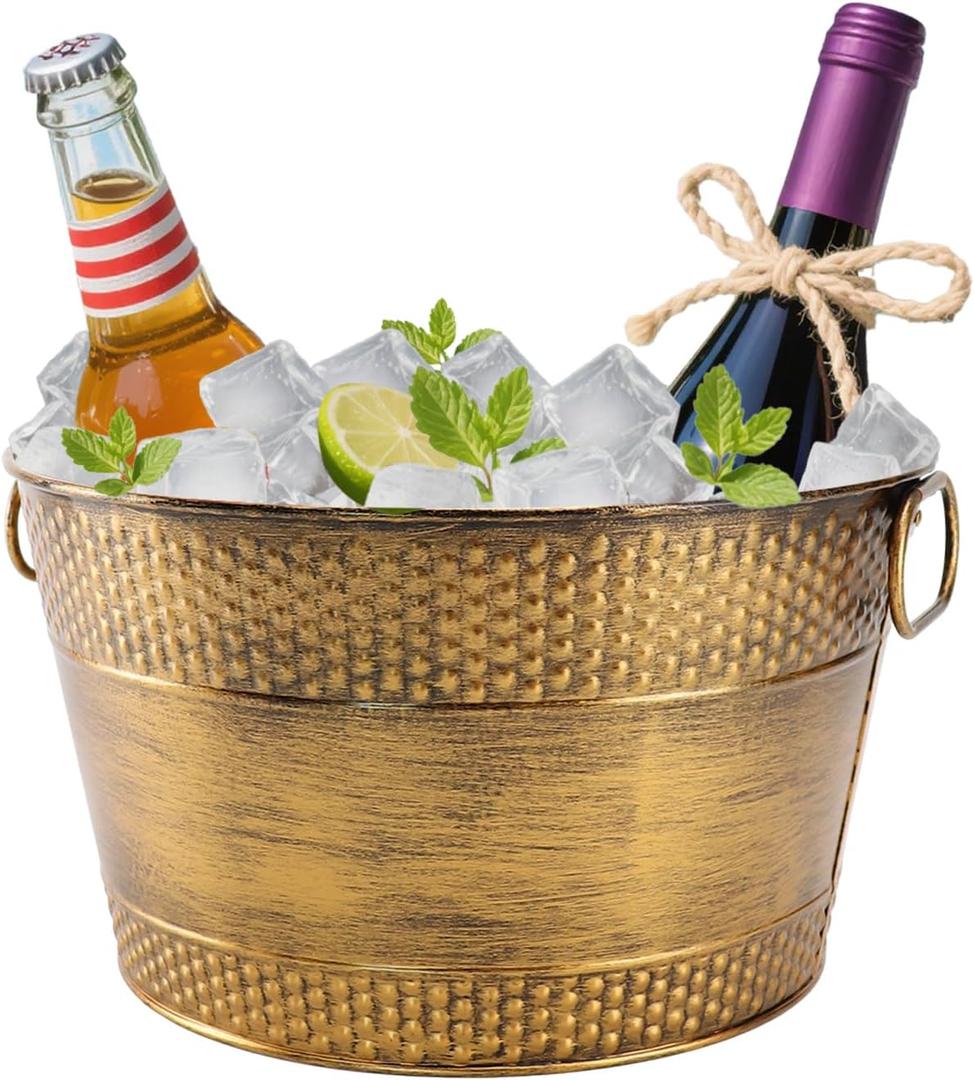 Metal Ice  Galvanized Beverage Tub,Drink Buckets Large Cooler for  Beer Champagne Cocktails for Catering, Bars, Parties, Outdoor Events(Copper-1PC)