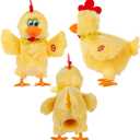 Easter Chicken Animal Toy Doll Laying Egg Electric Crazy Plush Chicken Toy with Sound Music, 29CM