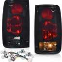 PIT66 Tail Lights Assembly Compatible with Toyota Hilux Pickup Truck 1989 1990 1991 1992 1993 1994 1995 Rear Brake Lamps Smoke Lens Black Housing w/Bulbs Left + Right