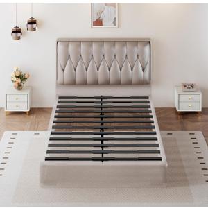 Queen Bed Frame Support Slats Adjustable for Wood/Upholstered/Metal Bed (59”-61.4”)Prevent Sagging,Heavy Duty Low Profile Box Spring Alternative,EVA noise free,anti-slip, Universal Fits