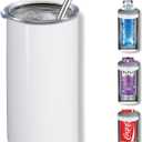 MURRICON 16 oz Sublimation Tumblers Blanks Straight,4-in-1 Sublimation Skinny Can Cooler,Stainless Steel Insulated Sublimation Tumblers,with Lid and Straw,1 Pack
