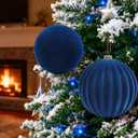 LANGXUN 2 Pcs 8 Inch Extra Large Velvet Christmas Ball Ornaments - Shatterproof Hanging Christmas Tree Decorations for Xmas Holiday Party Wedding Home Decor (Navy Blue)