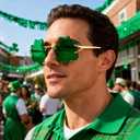 FEISEDY St. Patrick's Day Irish Shamrock Sunglasses Lucky Green Leprechaun Costume Eyeglasses for Women Men B2369