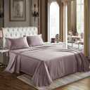 CozyLux Satin Sheets King Size Sheet Set - 4 Piece Silky King Sheets, Luxury Dusty Purple King Bed Set with Smooth and Soft Microfiber, Includes 1 Fitted Sheet, 1 Flat Sheet and 2 Pillowcases