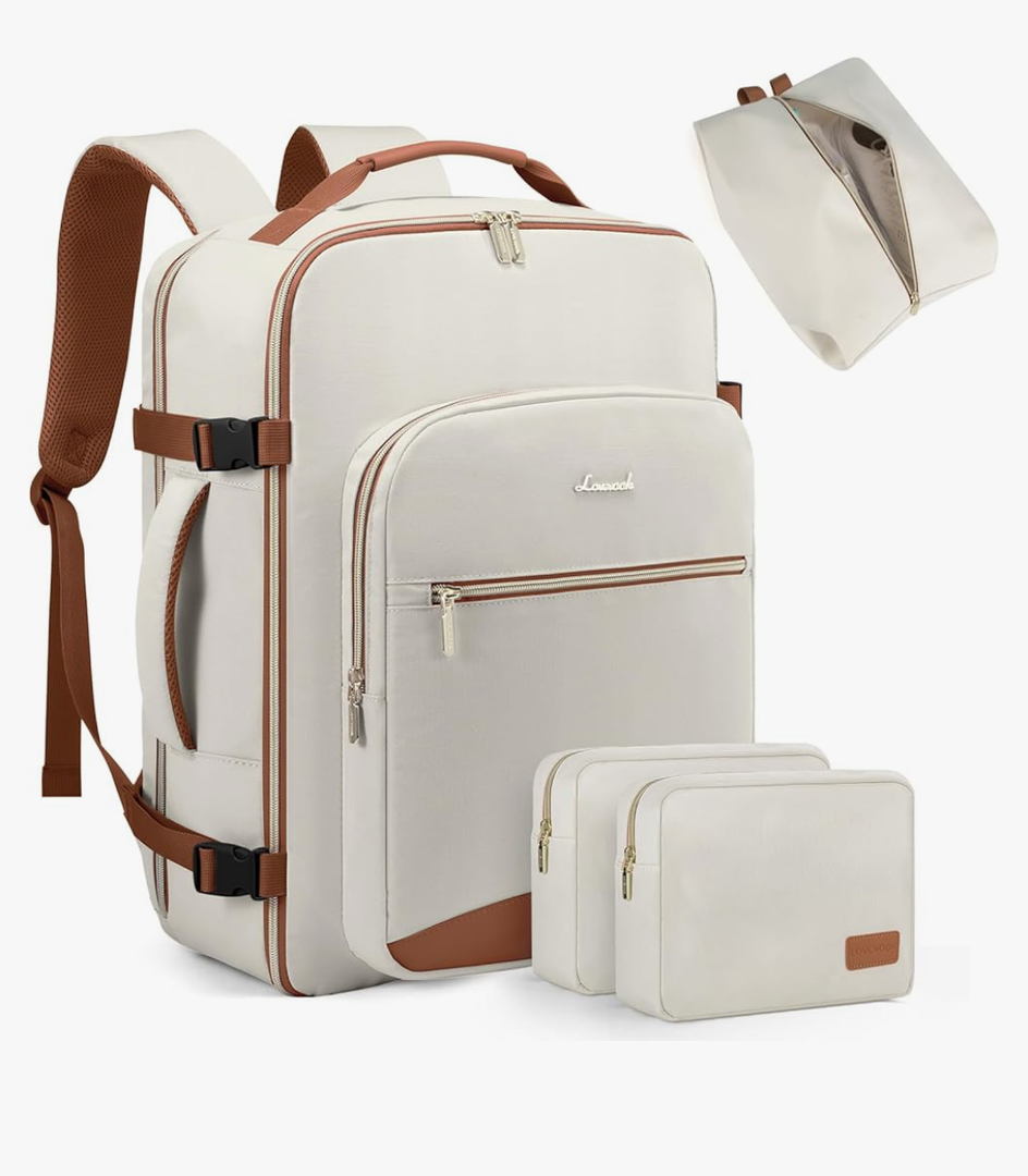 LOVEVOOK 40L Travel Backpack for Women Men,Waterproof Airline Approved Carry On Luggage Travel Essentials,TSA Carry On Backpack Personal Item Travel Bag Suitcase with 3 Packing Cubes,Weekender, Daypack