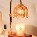 Flower Candle Warmer Lamp with Timer, Adjustable Dimmable Candles Lamp Warmer with 2 Bulbs for Jar Candles & Scented Wax, Christmas Birthday Gifts for Women Mom, Candle Warming Lamp for Home Decor (Amber)