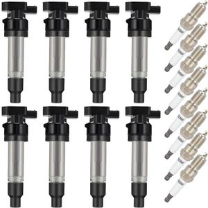 OCPTY 8 ignition coils with 8 iridium Spark Plugs fits 12594176 UF-564 C1556 for Cadillac for Buick Deville SRX STS XLR Lucerne 4.6L
