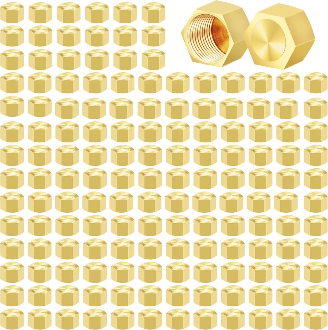 3/8" Compression Cap, 150pcs Brass Compression Fittings Hex UNEF Thread Stop Valve Tubing Ends Sealing Caps Hose Connector for Gas Garden Water Air Line