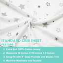 American Baby Company 2 Pack 100% Natural Cotton Fitted Crib Sheets 52" x 28" - Soft, Breathable, Hypoallergenic & Gentle Toddler Bed Sheets, Super Stars and Gray, Neutral for Boys & Girls