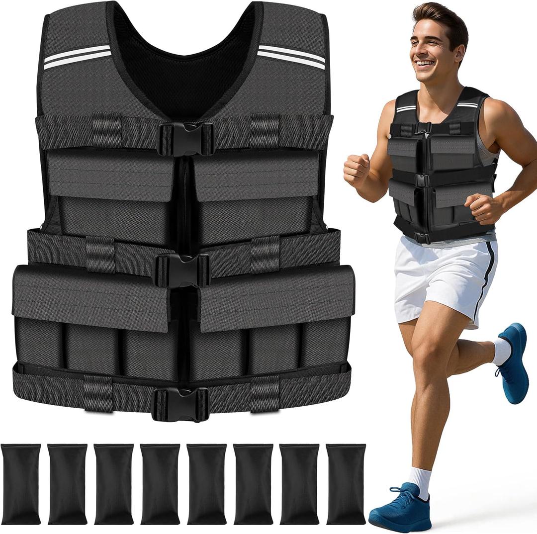 Adjustable Weighted Vest for Men Woman With Shoulder Pads, Weight Vest For Walking, Rucking, Cross Training, Running, Muscle Building - Breathable, Comfortable, Washable (10LB-18LB (No Pocket), Black)