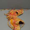 SOLY HUX Women's Triangle Bikini Set Textured Smocked String Swimsuit Boho Two Piece Bathing Suit, M