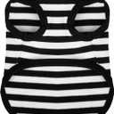 Paiaite Dog Striped Shirt Happy Color Cotton Sleeveless Puppy Pet Shirts Breathable Apparel Tank Top Colorful Puppy Sweatshirt Clothes for Small Medium Dogs Black 4XL