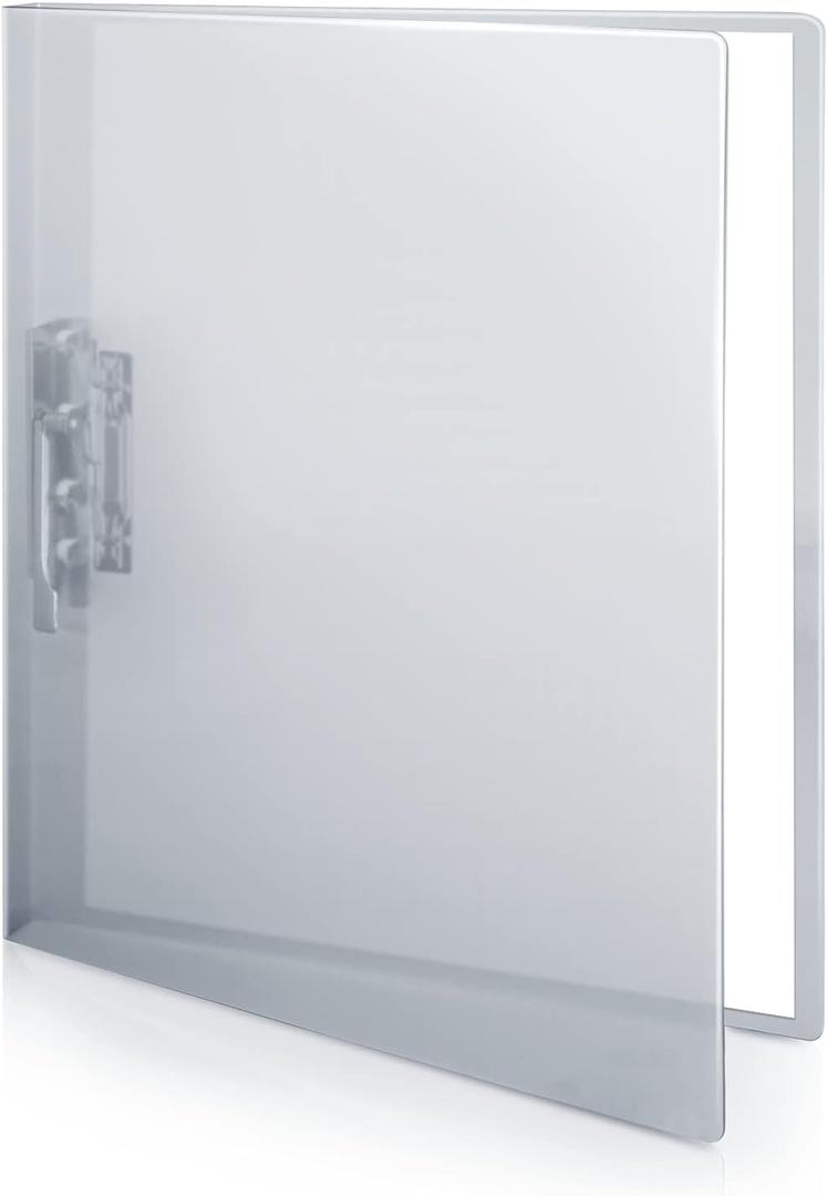 CRANBURY Punchless Clamp Binder (Dusky Gray), Ringless Binder Holds 100 Letter Size Pages, Documents, 8.5x11 Folder with Metal Clip for Home or Office, Transparent Acid-Free Poly