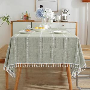 meioro Sage Green Rustic Table Cloth, Rectangle Textured Cotton Linen Fabric Tablecloth with Tassel, Christmas Farmhouse Table Cover Embroidery Stripe Tablecloths for Kitchen Dinning Party, 35" X 35" (36" x 36" (Square)) meioro Sage Green Rustic Table Cloth, Rectangle Textured Cotton Linen Fabric Tablecloth with Tassel, Christmas Farmhouse Table Cover Embroidery Stripe Tablecloths for Kitchen Dinning Party, 35" X 35" (36" x 36" (Square))