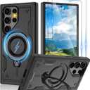 Gritup for Samsung Galaxy S24 Ultra Case:Compatible with MagSafe Function,Metal Kickstand+[HD Screen Protector2],Military Grade Drop Proof Protective Magnetic Case for Galaxy S24 Ultra,Black