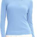 Darong Long Sleeve Tops for Women Basic Fitted Shirts | slim fit, crew neck, fall tshirt, ribbed knit, undershirt, soft material,lettuce edge, stretch (Blue, XS)