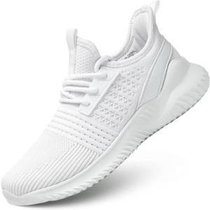 Chopben Women's Walking Shoes Lightweight Breathable Running Shoes Non Slip Athletic Fashion Sneakers Mesh Workout Casual Sports (6, White)