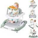 Boyro Baby Baby Walker, 5-in-1 Baby Walkers for Boys and Girls 6-12 Months with Bouncer, Removable Footrest, Feeding Tray & Music, Foldable & Adjustable Activity Walker for 6-18 Months Toddler Infant