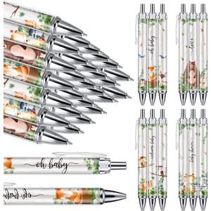 Chuangdi 24 Pcs Woodland Animals Baby Shower Ballpoint Pens Favors Bulk Retractable Ballpoint Pen Black Ink with Gifts for Guests School Supply
