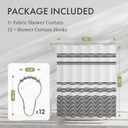 AmazerBath Long Shower Curtain, 72x78 Striped Black Fabric Shower Curtain Set with 12 Shower Curtain Hooks, Rustic Cloth Black and White Shower Curtain, Farmhouse Bathroom Shower Curtain Sets
