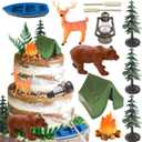 Camping Party Cupcake Toppers Tree Bear Tent Cupcake Picks Happy Camping Cake Decorations for Camping Party Supplies (Green2)