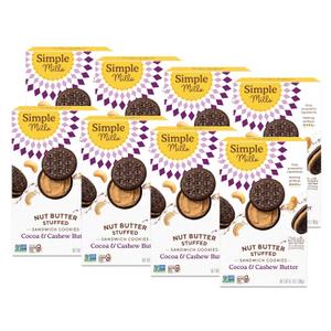 Simple Mills Nut Butter Stuffed Sandwich Cookies, Cocoa Cashew Crme, Nothing Artificial, Vegan Friendly, Kosher, Gluten Free & Non-GMO, 6.7 Ounce (Pack of 8), Best By Oct 19/2025