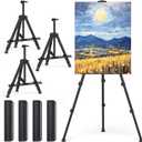 Art Painting Display Easel Stands - Portable Adjustable Aluminum Metal Tripod Artist Easels with Bags, Extra Sturdy for Table-Top/Floor Painting, Drawing, and Displaying, Black 4 Pack