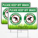 2PC No Poop or Pee Dog Sign with Stakes, 12 Inches by 9 Inches - Corrugated Plastic - Keep Dogs Off Lawn - Curb Your Dogs Grass Lawn Yard Repellent