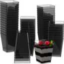 Mifoci 50 Pcs Black 5 oz Plastic Dessert Cups Appetizer Cups for Parties Mini Square Disposable Dessert Bowls Parfait Bowls for Pudding Fruit Yogurt Ice Cream Mousse