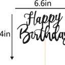 Black Birthday Cake Topper Party Decorations for Men Woman Birthday Cake Decors