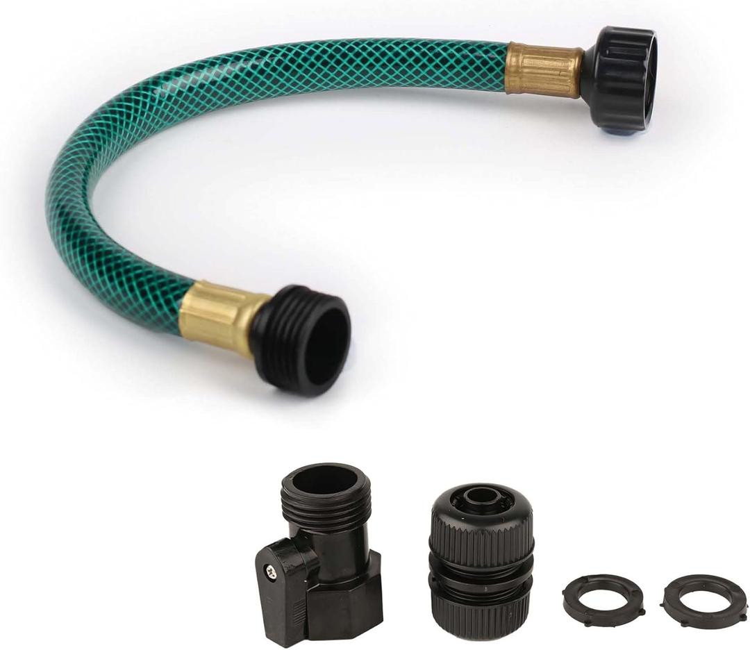 Garden Hose Short Extension for Watering  Leakproof and No Kink  1/2 Inch PVC Hose 1FT with Female and Male Fittings for Outdoor or Connection Use (Green)