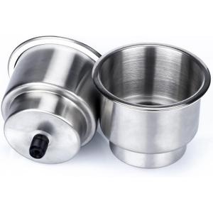 2PCS Stainless Steel Cup Drink Holder with Drain Marine Boat Rv Camper