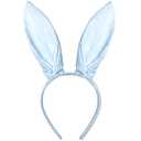 Blue Bunny Ears Headband, Cute Blue Plaid Easter Bunny Ears Headband for Easter Accessories for Women, Blue, One Size