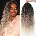 Goddess Locs Crochet Hair 18Inch 8Packs Crochet Locs,Boho Faux Locs With Curly Ends River Hippie Locs Bohemian Locs Crochet Braids(1B/27/613, 18inch(Pack of 8))