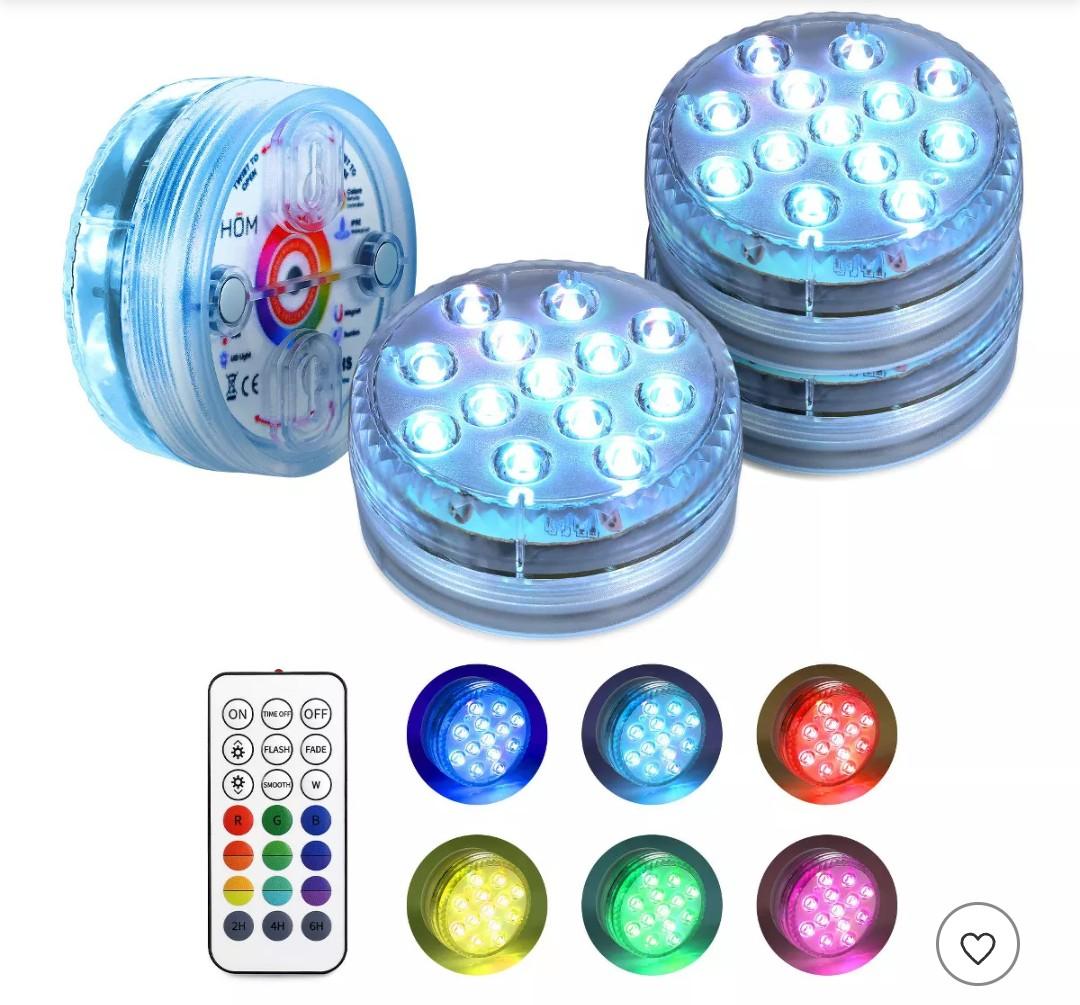 Aqua Miracle Submersible LED Lights with Remote, Color Changing Battery Powered Underwater LED Light Pucks for Pool Pond Camping Bucket Decoration (4 Packs)