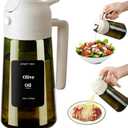 Olive Oil Dispenser and Oil Sprayer  16oz/470ml Glass Light-Proof Oil Pourer for Kitchen, Air Fryer, Cooking, Salad, and BBQ (White)