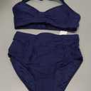 Holipick Women High Waisted Bikini Set Two Piece Swimsuit Tummy Control Bathing Suit Vintage Halter Swimwear (X-Small, Navy Blue)
