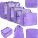 BAGAIL 8 Set Packing Cubes Luggage Packing Organizers for Travel Accessories-Light Purple