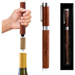 Wine Pen Pro, Wooden Finish, Air Pump Wine Bottle Opener, Manual Compact Wine Opener Using Air Pressure, Wine Accessory for Wine Lovers, Servers, or Waiters (Walnut)