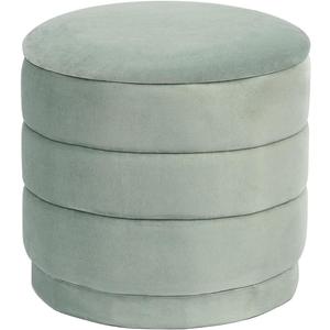 CAIPINFUL 15" Round Velvet Storage Ottoman with Tray, Sage, 15.4"D x 15.4"W x 14.6"H