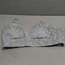 FIGURE'S DESIGNER Women's Sequin Waves Embroidered Deep V Neck Spaghetti Style Sleeveless Readymade Padded Saree Blouse E15 (42) Silver