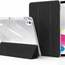 Compatible with iPad (A16) 11 Inch 11th Generation Case 2025 and for iPad 10th Generation Case 10.9 inch 2022, Clear Back Slim Trifold Stand with Pencil Holder Auto Wake/Sleep, Black