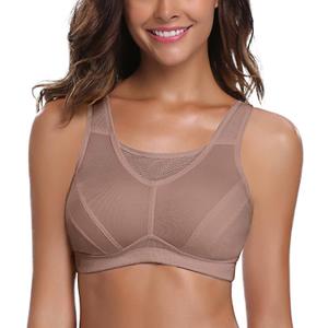 Wingslove Women's High Impact Sports Bra  Wirefree Full Coverage Non Padded Workout Bra for Plus Size Bust (46C, Amber)