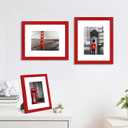 8x10 Picture Frame Set of 4 with Real Glass, Wall & Tabletop Display | Fits 5x7 with Mat or 8x10 without Mat, Crystal-Clear Viewing for Family Photos and Gallery Walls, Red