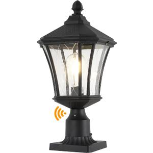 Dusk to Dawn Outdoor Post Lights with Pier Mount Base, Weather Resistant Aluminum 20" Exterior Pillar Coach Light with Clear Glass, Black Outdoor Pole Lamps for Patio, Porch, Yard