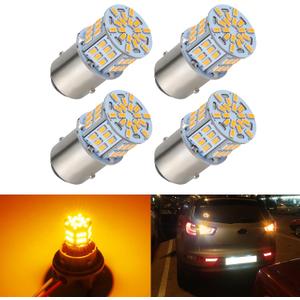 4PCS 1157 LED Bulb Turn Signal Light 12V-24V Super Bright 2357 2057 7528 BAY15D LED Replacement Light Kit Set for Car Turn Signal Blinker Lights - Amber Yellow